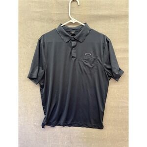 Oakley Polo Shirt Mens Medium Black Hydrolix Regular Fit Golf Performance Top